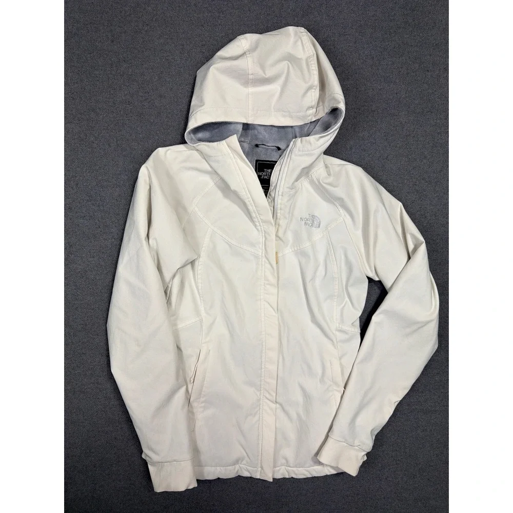The‎ North Face Hooded Jacket Women S Full Zip Softshell Cream Soft Fleece Lined